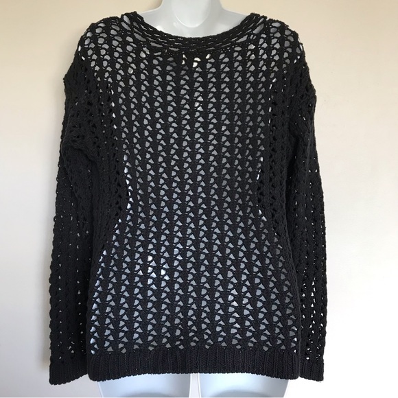 Sigrid Olsen Studio Black Open Knit Sweater Size XS - Picture 6 of 10